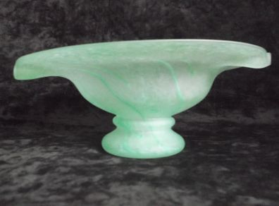 Vintage Green glass, footed glass bowl