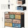 Chest of Drawers, 7 Fabric Drawers Dresser Cabinet with Retro Floral Prints and Vintage Handle, for Bedroom Living Room Entryway, Rustic Brown Image 8
