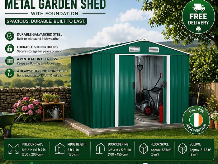 Metal Garden Shed with metal   Foundation  8.5 x 6.7 x 5.9 ft (LxDxH)"