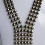 Vintage 18K Gold Plated Silver Color Beaded Ball Necklace V style Image 3