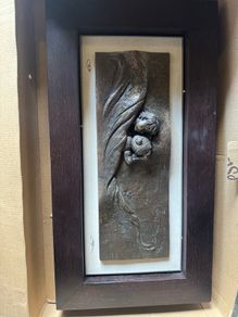 Genesis Fine Arts Framed High-Relief Bronze Plaque - Sleeping Baby with Teddy Bear