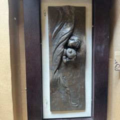 Genesis Fine Arts Framed High-Relief Bronze Plaque - Sleeping Baby with Teddy Bear