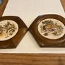Vintage Plaques .Tikes in Oak Hexagon Shaped Frames Image 3