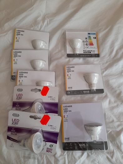 E4 LED light bulb bundle - 5xIKEA Ledare Gu10 400 Lm, 2 LED 230 lumen, 1x200 lumen