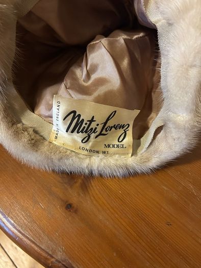 Vintage Mitzi Lorenz Model Blonde Mink Fur Hat Ninety Sixties London W1 Millinery