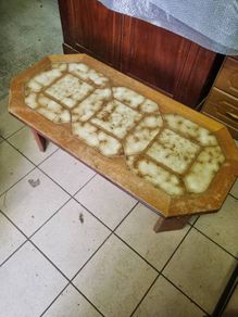 Mid Century teak coffee table with tile top