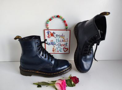 Dr Martens 1460 8 eye navy blue vintage england boots UK5 EU38 US7