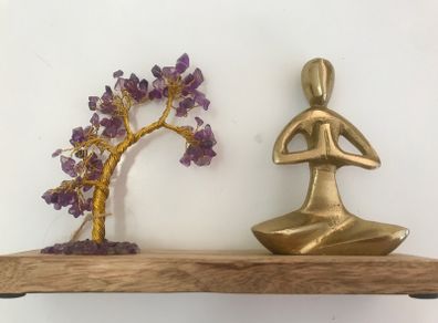 Gold Yoga statue and Amethyst Tree of Life