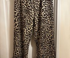 leopard wide leg trousers