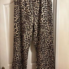 leopard wide leg trousers