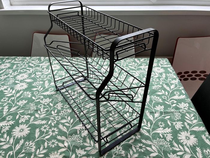 Black metal kitchen rack