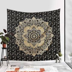 Gold Mandala Tapestry Bedroom Aesthetic Indie Wall Tapestry Hippie Room Decor Boho Tapestrys Trippy Small Tapestry Wall Hanging  Black Gold Wall Art 30x40 Inches