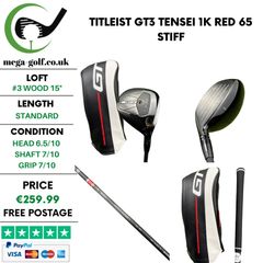 Titleist GT3 #3 Wood 15 Degree / Tensei 1K Red 65 Stiff