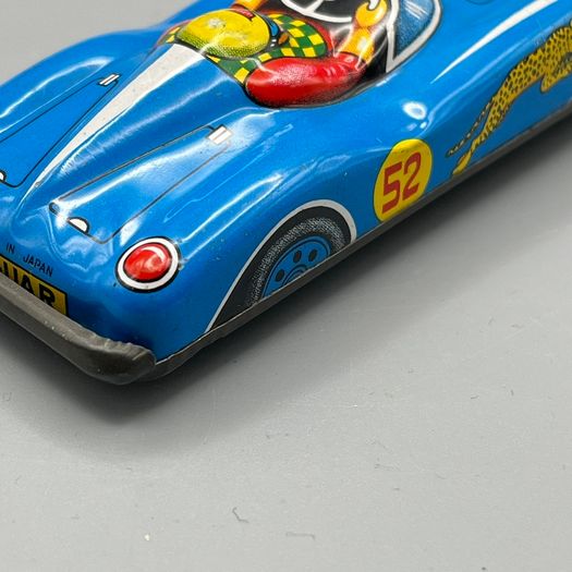 Vintage Tin Toy Racing Car Jaguar 52 - Made in Japan - Litho - friction drive