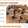7-Drawer Fabric Chest Of Drawers for Bedroom - 4 Large and 3 Small Drawers with Handles, Storage Organizer with Open Shelf & Sturdy Metal Frame, Ideal for Living Room/Entryway (Rustic Brown) Image 2