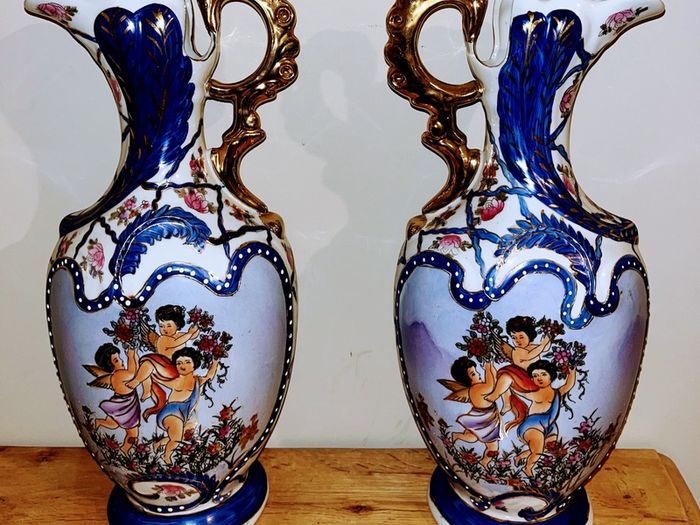 Pair of Antique porcelain vases late 19th century