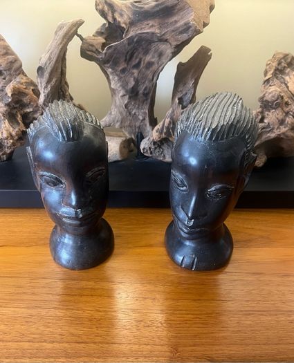 Antique Pair Ebony Tribal Heads