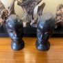 Antique Pair Ebony Tribal Heads Image 2