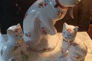 Trio of Early Twentieth Century English Ceramic Hand Painted Cats
