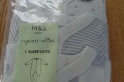 M&amp;S Organic Cotton Sleepsuits x 3 for sale