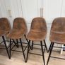 4 kitchen stools coffee faux leather and black legs Image 2
