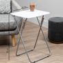 Foldable Outdoor Table for Drink Coffee - Lightweight Small Picnic Table for Camp - White Collapsible Kitchen Work Table Image 3