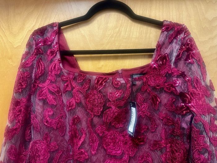 Brand new with tags Boohoo sparkly red mini dress