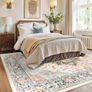 Machine Washable Rugs 90x150 cm Vintage Area Rug Low Pile Anti-Slip Carpet with Print Pattern for Living Room Bedroom Home Office Indoor Beige/Blue/Orange Image 9