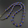 Vintage Blue Lapis Lazuli & Brass Beads Gemstone Necklace Image 6