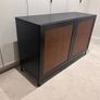 Black Cabinet with Brown Wicker Image 2