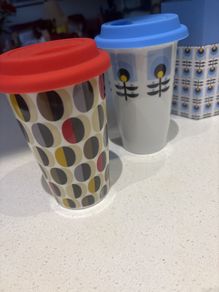 Orla Kiely Limited Edition Kenco Millicano Ceramic Travel Mug and another similar style unbranded mug