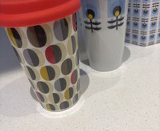 Orla Kiely Limited Edition Kenco Millicano Ceramic Travel Mug and another similar style unbranded mug