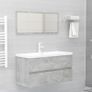 Sink Cabinet with Built-in Basin Concrete Grey Chipboard Image 3