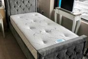 Gray single bed And mattress