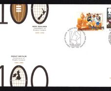 1995 New Zealand and Great Britain Commemorative Stamp Cover Commemorating Centenary of Rugy League 1895-1995