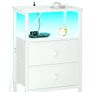 Bedside Table with Charging Station, Side Table with LED Light Image 9