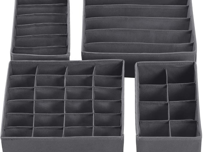 _Storage Box for Underwear, Drawer Organiser, Wardrobe Drawers Divider for Socks, Bras and Ties, Folding Fabric Box for Wardrobe Set of 4