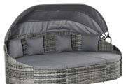Rattan Sun Island 4-Piece Daybed with Canopy Seating Group 4 Cushions Metal Grey 230 x 145 x 80 cm