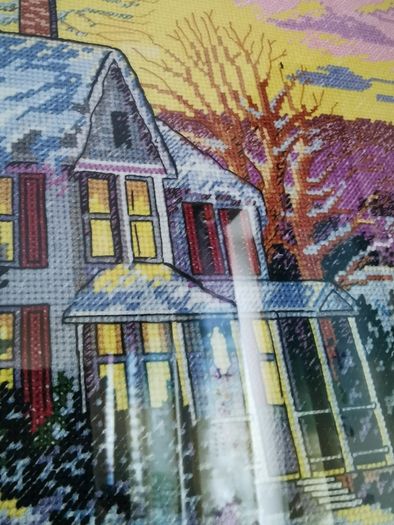 Handmade Cross Stitch Embroidy picture- winter snow