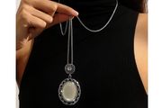 Lovely Long Necklace with a Moon Stone Pendant
