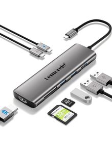 USB C 8 in 1 Hub Docking Station for Laptop PC macbook, SD, Micro SD, 1 USB C, 3 USB 3.0, HDMI & 1 USB C 100w power