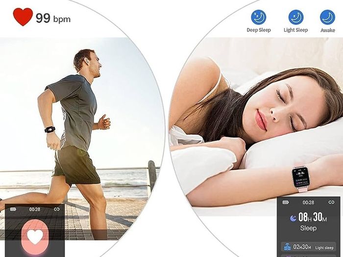 MULTIPLE COLOURS AVAILABLE Smart Watch, Fitness Tracker 1.69" Touch Screen Fitness Watch with Heart Rate Sleep Monitor, Step Counter for Men Women Activity Trackers IP68 Waterproof Smartwatch Sports for iOS Android
