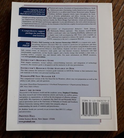 Organizational Behavior by Stephen P. Robbins, 6th ed.
