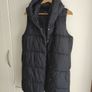 Long Hooded  , Girls Black Long Hooded Gilet  , jacket oversize S, M , sleeveless , vest Image 3