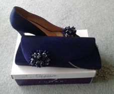 Navy/Royal Blue Matching Diamante Shoes and Bag.