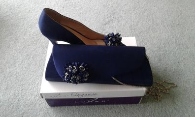 Navy/Royal Blue Matching Diamante Shoes and Bag.