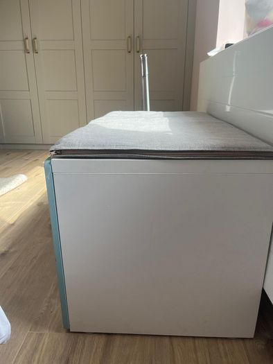 IKEA blue bench with storage