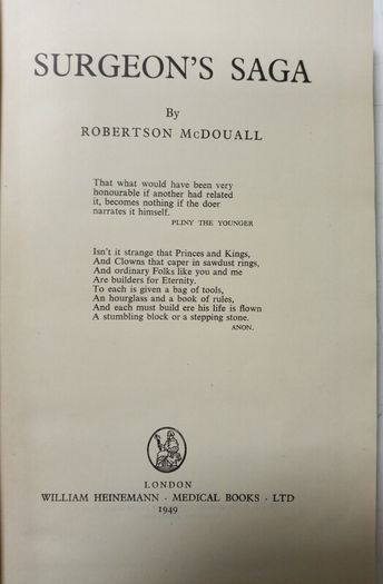 Surgeon's Saga by Robertson McDougalL