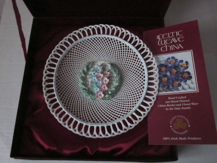 Celtic Weave China Basket Boxed  Unused/New