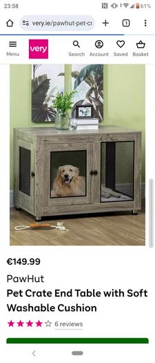 Paw hut pet crate end table with washable cushion for sale
